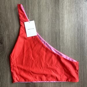 Baiia Pink and Red One Reversible Shoulder Bikini Top